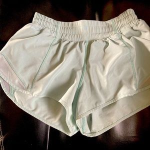 Light soft green Lululemon Hotta hot shorts